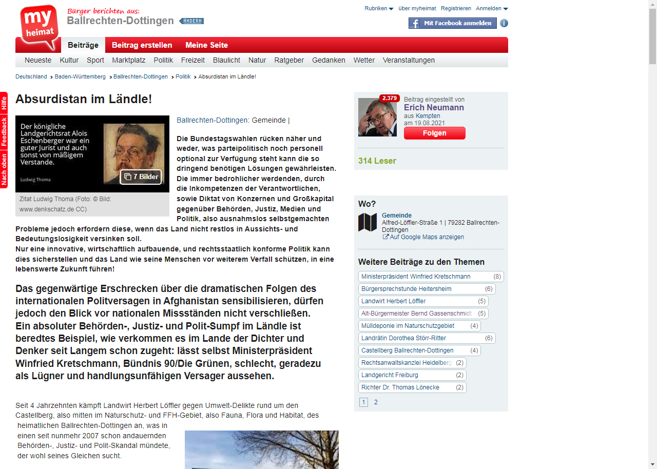 myHeimat.de 19.08.2021: Absurdistan im Ländle