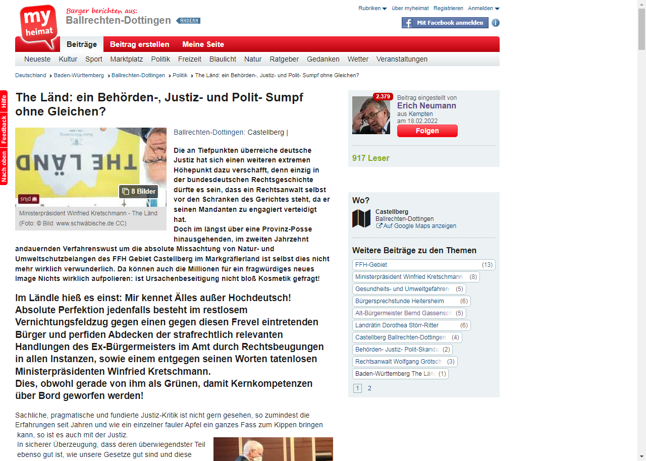 myHeimat.de 18.02.2022: The Länd: ein Behörden-, Justiz- und Politsumpf ohne Gleichen?